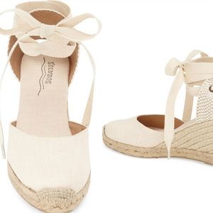 Soludos Wedge Lace-Up Espadrille Sandal - Blush Linen
